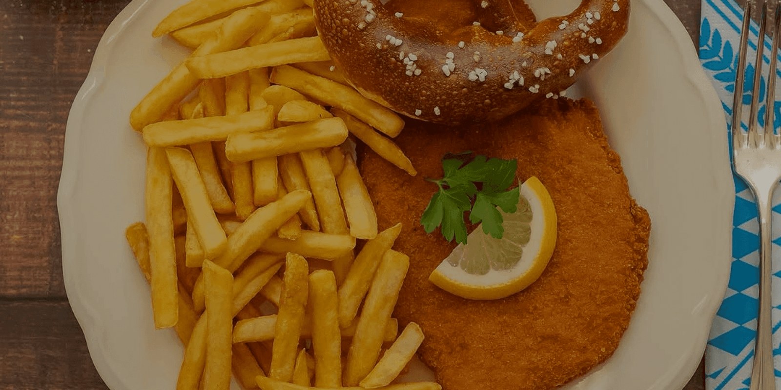 Schnitzel and fries at Klaus Schnitzelhaus